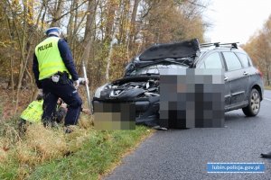 Policjanci wykonują oględziny pojazdu