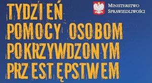 Zdjęcie poglądowe z napisem o treści Tydzień Pomocy Osobom Pokrzywdzonym Przestępstwem