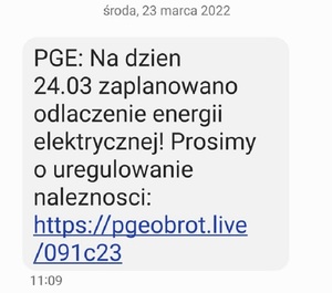 Dostałeś sms’a o nieuregulowanym rachunku za energię elektryczną bądź gaz? Sprawdź wiarygodność wiadomości, zanim zapłacisz