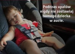 Policjanci apelują! Nie zostawiaj dziecka ani zwierząt samych w samochodzie.