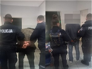 Zatrzymani mężczyźni z policjantami