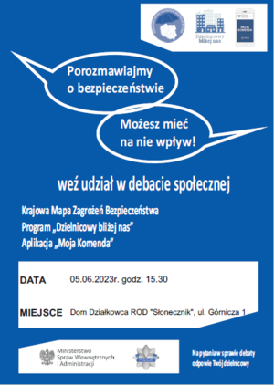 Plakat debaty - informacje w treści komunikatu