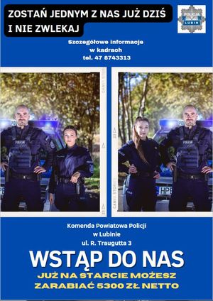 Plakat z nowymi stawkami płac dla policjantów