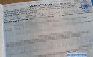 Mandat karny na kwotę 2,5 tysiąca złotych