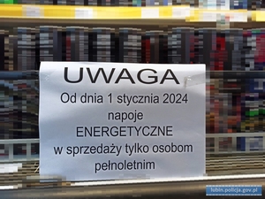 Informacja o zakazie sprzedaży napojów energetycznych dla niepełnoletnich