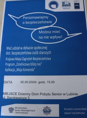 Zapraszamy na debatę społeczną dotyczącą bezpieczeństwa seniorów