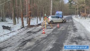 Wpadł w poślizg i uderzył w drzewo. Policjanci apelują o ostrożność