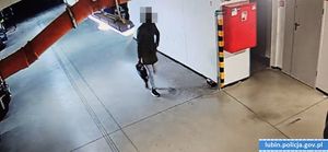 Mężczyzna idzie ze skradzionym akumulatorem na parkingu podziemnym - zapis z kamer monitoringu