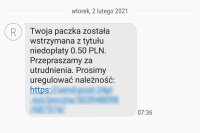 Treść fałszywego linku - zawartego w komunikacie