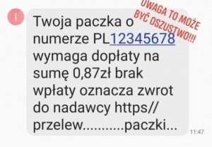 Scan fałszywej wiadomości